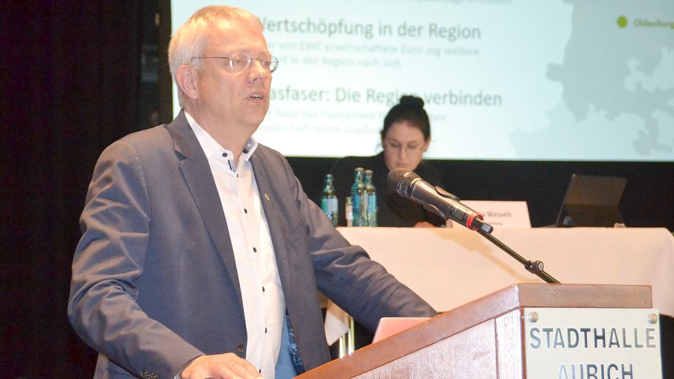 EWE-Marktvorstand Dr. Christian Friege berichtete jüngst im Auricher Kreistag über die aktuelle Lage. Foto: Aiko Recke