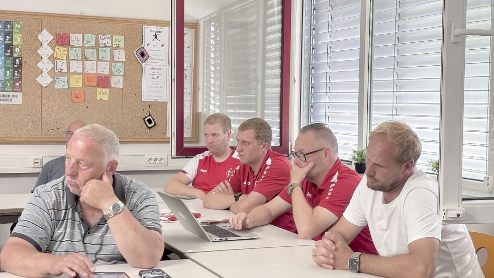 Vertreter von TuS Westerende und SV Eintracht Ihlow (rechts im Bild) stellten im Ausschuss für Jugend, Bildung, Sport und Soziales Projekte vor, die bei den Sportvereinen in naher Zukunft umgesetzt werden sollen. Foto: Christin Wetzel