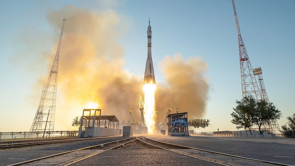Die 75. Mission zur Internationalen Raumstation ISS ist erfolgreich gestartet. Foto: Bill Ingalls/NASA/AP/dpa