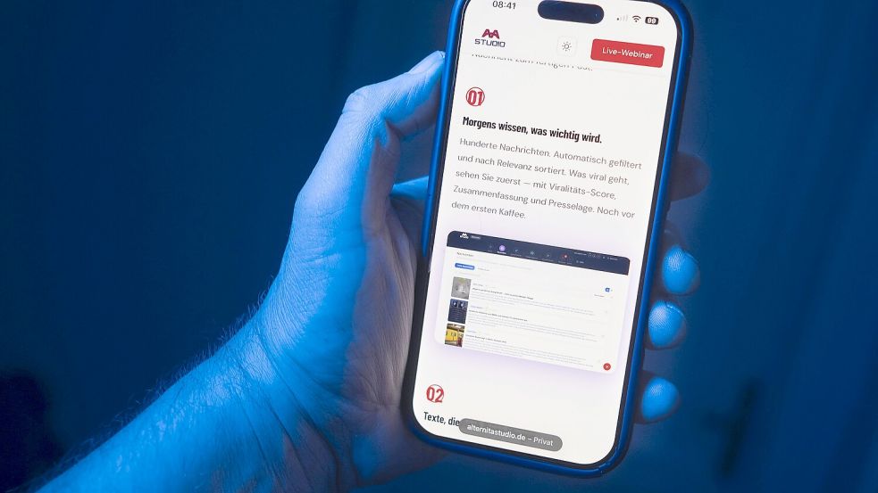 Mit dem parteieigenen KI-Tool „Alternita Studio“ können AfD-Mitglieder politische Inhalte automatisiert in Inhalte für soziale Medien umwandeln. Foto: IMAGO/Guido Schiefer