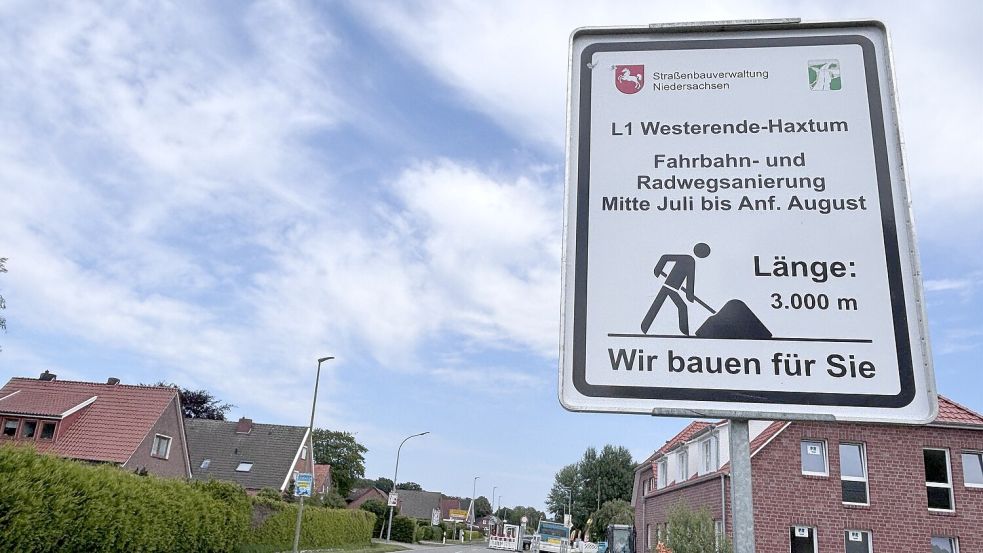 Eine der größeren Baustellen rund um Aurich ist die Sanierung der L1 zwischen Westerende-Kirchloog und Aurich-Haxtum. Foto: Christin Wetzel