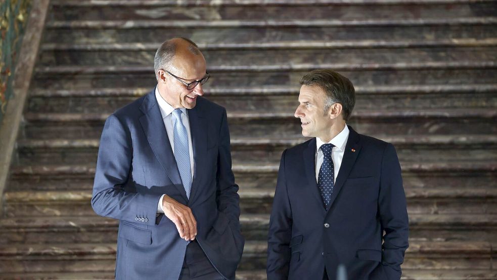 Merz und Macron haben die große Bedeutung der deutsch-französischen Zusammenarbeit für Europa betont, nicht nur in Verteidigungsfragen. Foto: Oliver Berg/dpa
