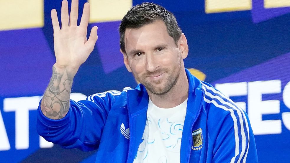 Lionel Messi trat vor dem Finale bei einer Fan-Messe auf. Foto: Frank Franklin II