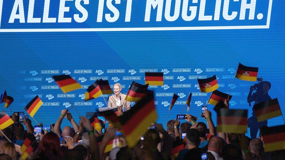 AfD-Chefin Alice Weidel sprach beim Wahlkampfauftakt in Magdeburg. Foto: Klaus-Dietmar Gabbert