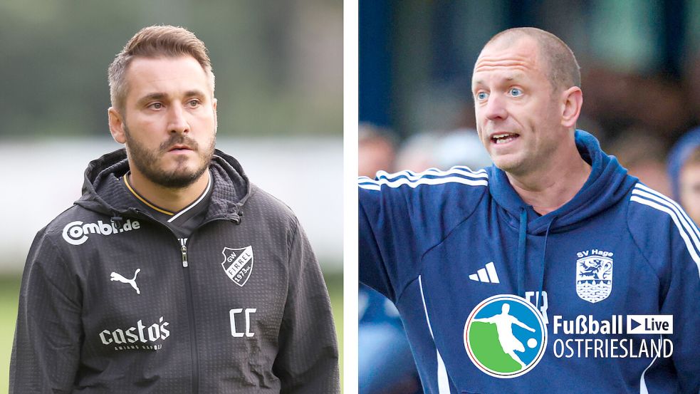Die Trainer Claudio Casto (links) und Bernd Janssen sind heiß aufs Finale um den Ostfriesland-Cup. Fotos/Collage: Doden/Malchus