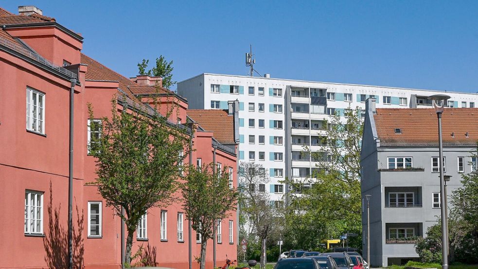 Die Splanemann-Siedlung im Ortsteil Friedrichsfelde sieht so gar nicht nach Platte aus. Foto: Jens Kalaene