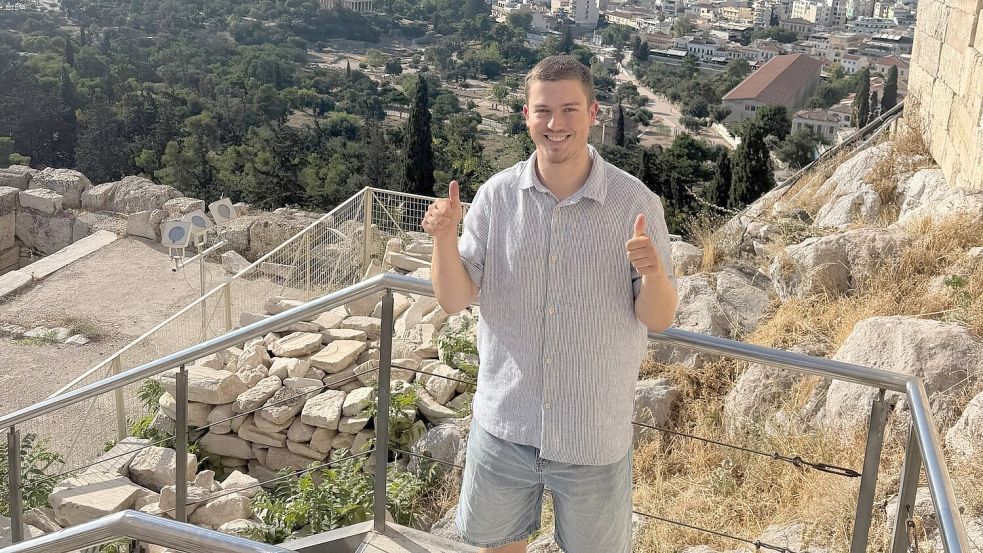 Geschafft: Nach sechs Wochen erreichte Christian Saathoff seinen Zielort Athen. Hinter ihm lagen rund 3200 Kilometer. Foto: privat