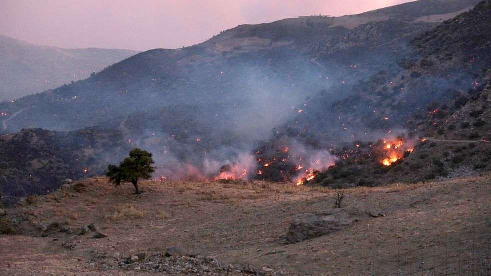 Die Flammen züngeln weiter im Süden der griechischen Urlaubsinsel Kreta. Foto: Giannis Angelakis