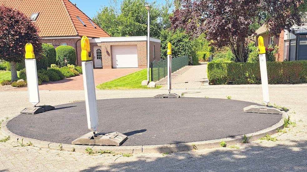 Vorübergehend war die Kreisfläche asphaltiert. Foto: privat