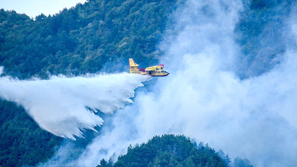 Die Feuerwehr ist mit Löschflugzeugen im Einsatz. Foto: Jason Tschepljakow/dpa