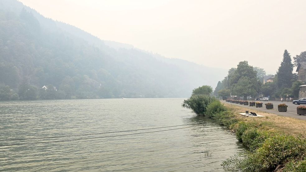 Die starke Rauchentwicklung ist auch in Rheinland-Pfalz zu sehen. Foto: Kevin Schößler/dpa