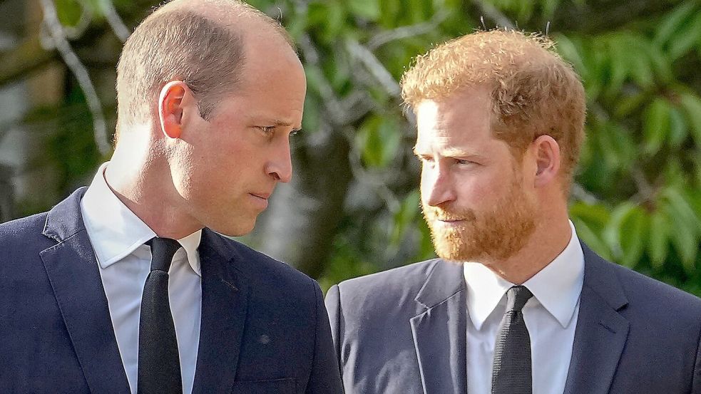 Ein Bild von früher - heute gilt das Verhältnis von Harry (r.) und William mindestens als zerrüttet. (Archivbild) Foto: Martin Meissner/AP/dpa