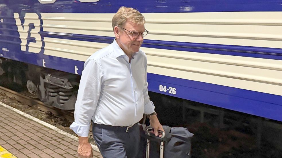 Wadephul reiste bereits zum vierten Mal als Außenminister mit dem Zug in die Ukraine. Foto: Michael Fischer