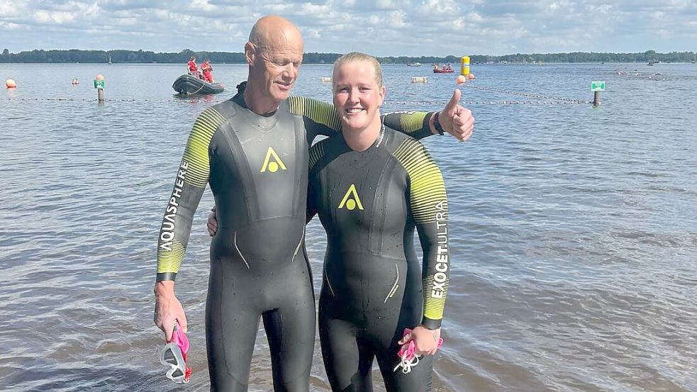 Winfried Ulferts und seine Tochter Svea lieferten sich ein enges Duell im Zwischenahner Meer. Foto: privat