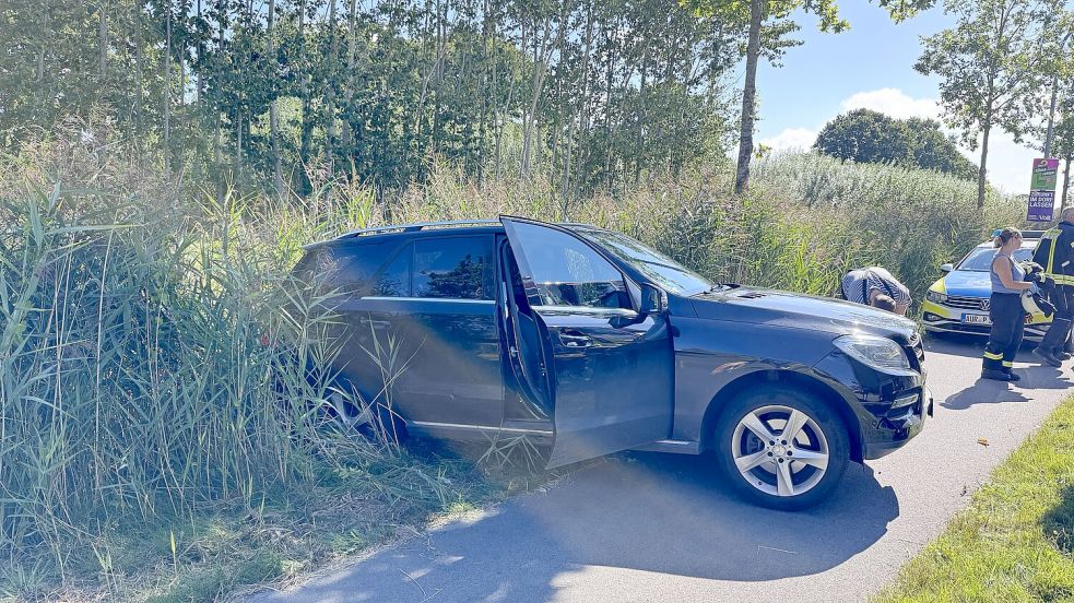 Der Wagen des 86-Jährigen blieb auf einem Grünstreifen zwischen Graben und Radweg stehen. Foto: Holger Janssen