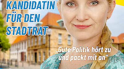 Svetlana Spirina tritt für die AfD bei der Kommunalwahl in Osnabrück an. Der AfD-Kreisverband Osnabrück-Stadt hatte dieses Wahlplakat auf Facebook veröffentlicht. Mittlerweile wurde es gelöscht. Foto: Screenshot/Privat