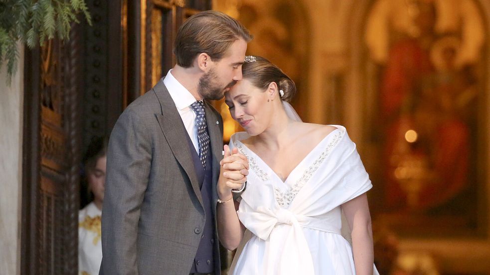 Prinz Philippos von Griechenland und seine Frau Nina Flohr: 2021 feierte das Paar eine große kirchliche Hochzeit in Athen. Foto: dpa/EUROPA PRESS/José Ruiz
