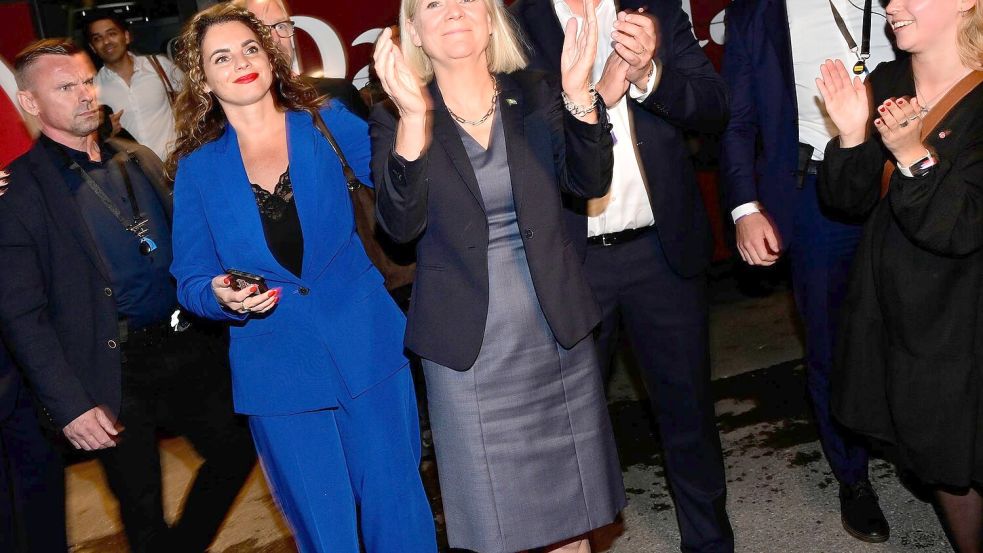 Magdalena Anderssons Sozialdemokraten werden wohl stärkste Kraft. Foto: Jonas Ekstroemer/TT News Agency/