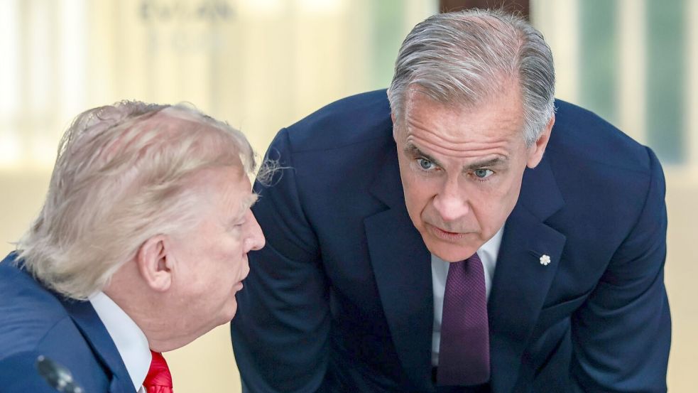 US-Präsident Donald Trump und Carney (r) standen zuletzt auf Kriegsfuß. (Archivbild) Foto: Evelyn Hockstein
