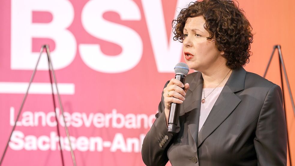 BSW-Parteichefin Amira Mohamed Ali hat zu einer Koalition mit der AfD eine klare Haltung. Foto: dpa/Peter Gercke