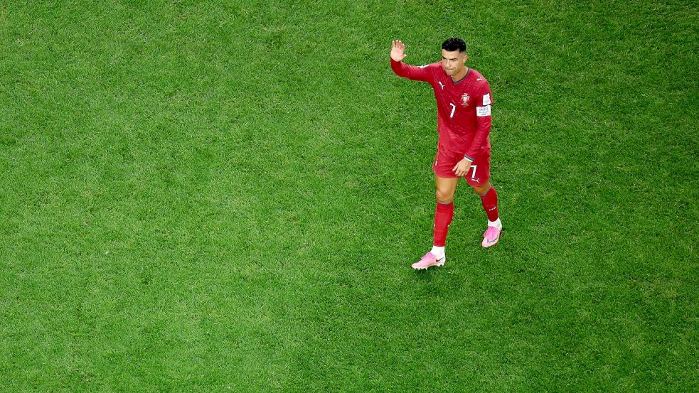 Cristiano Ronaldo nach Portugals WM-Aus gegen Spanien. Foto: Sam Hodde/AP/dpa