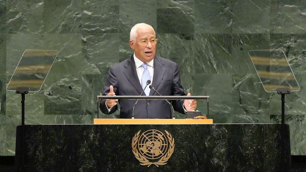 „Drohungen und Angriffe gegen den Internationalen Strafgerichtshof, seine Verantwortlichen und seine Beschäftigten sind inakzeptabel“: EU-Ratspräsident António Costa fand in New York deutliche Worte. Foto: Seth Wenig/AP/dpa