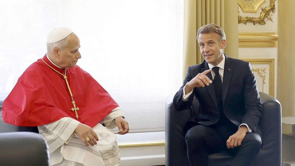 Der Papst fand in Paris auch warnende Worte. Foto: Mohammed Badra/Pool EPA via AP/dpa