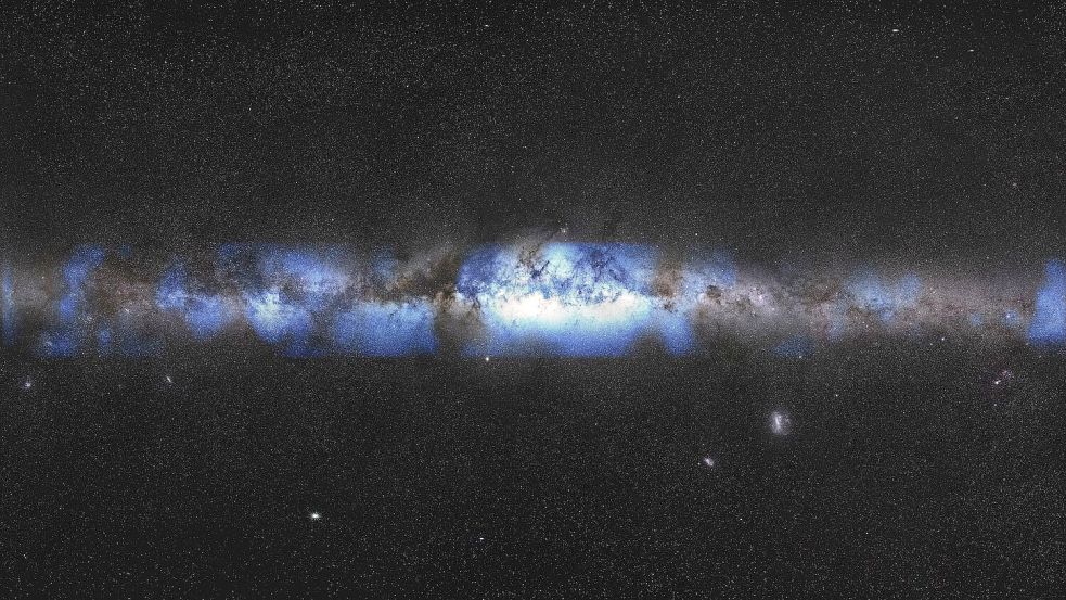 Mit „IceCube“ können Forscher Neutrinos aus extrem energiereichen Prozessen im fernen Universum erfassen. Foto: IceCube Collaboration/U.S. National Science Foundation (Lily Le & Shawn Johnson)/ESO (S. Brunier)/dpa