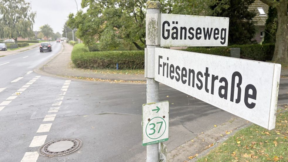 Beginnend an der Abzweigung zum Gänseweg wird an der Friesenstraße in Riepe und Ochtelbur ab Ende Oktober 2026 mehrere Wochen lang gebaut. Foto: Aiko Recke