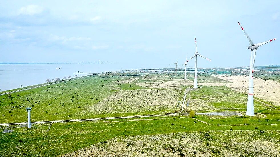 Bislang ist das Gebiet, wo der Marinehafen entstehen soll, noch weitgehend unbebaut. (Archivbild) Foto: Sina Schuldt/dpa
