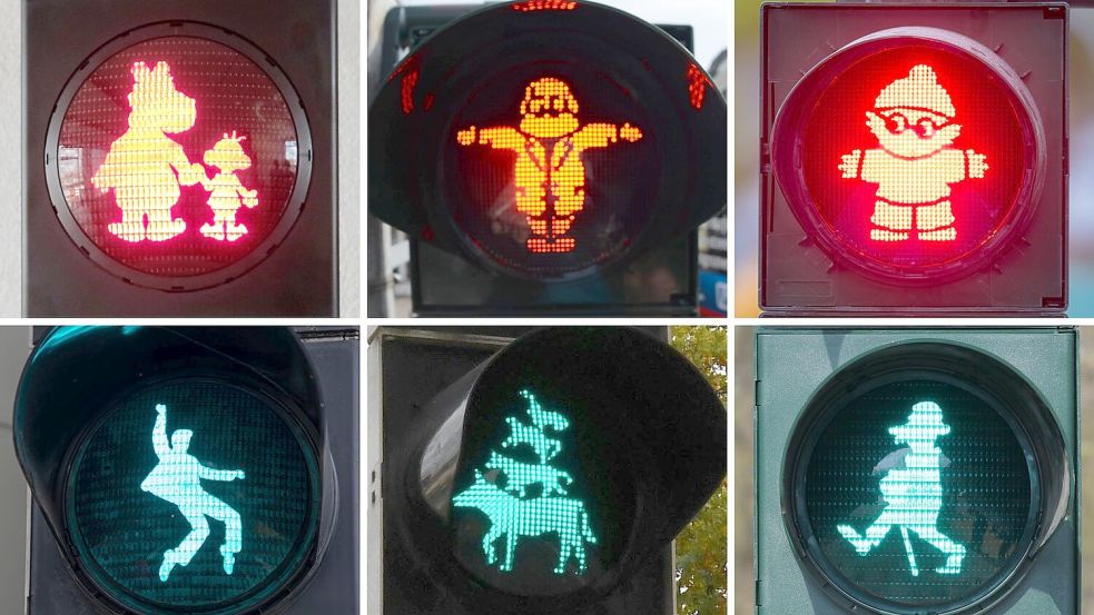 Deutschlandweit werben Städte an Ampeln mit ihren Maskottchen. (Archivbild) Foto: dpa