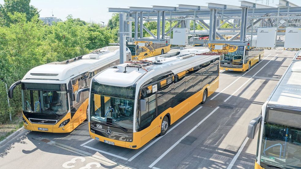 Die Umrüstung der Busflotten in Deutschland schafft einer Analyse zufolge Tausende Arbeitsplätze. (Archivbild) Foto: Bernd Weißbrod/dpa