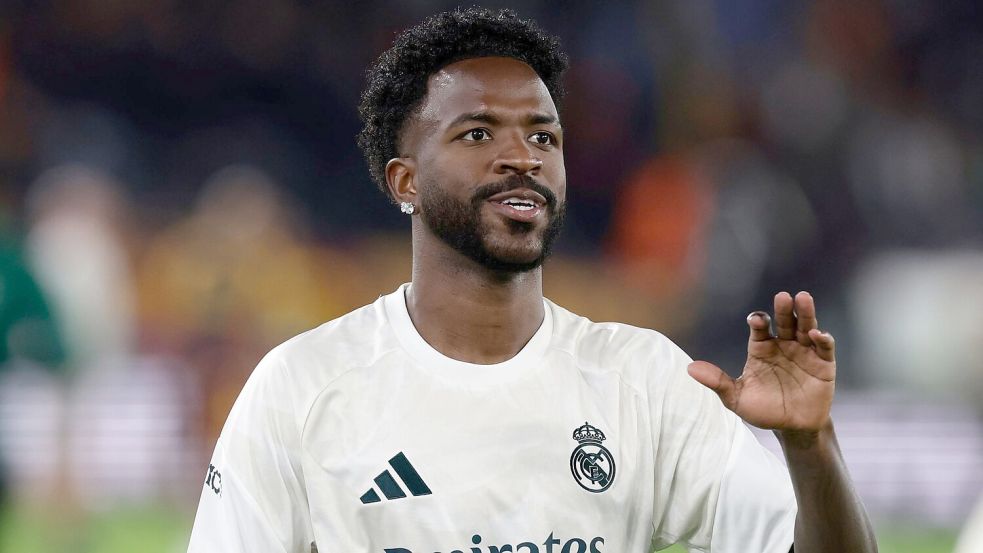 Vinicius Junior von Real Madrid wird wegen seiner Sperre auch das Spiel gegen den FC Barcelona verpassen. Foto: Antonio Balasco/IPA via ZUMA Press/dpa