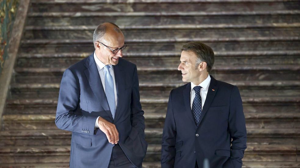 Wollen eine deutsch-französische Einigung finden: Merz und Macron. (Archivbild)  Foto: Oliver Berg/dpa