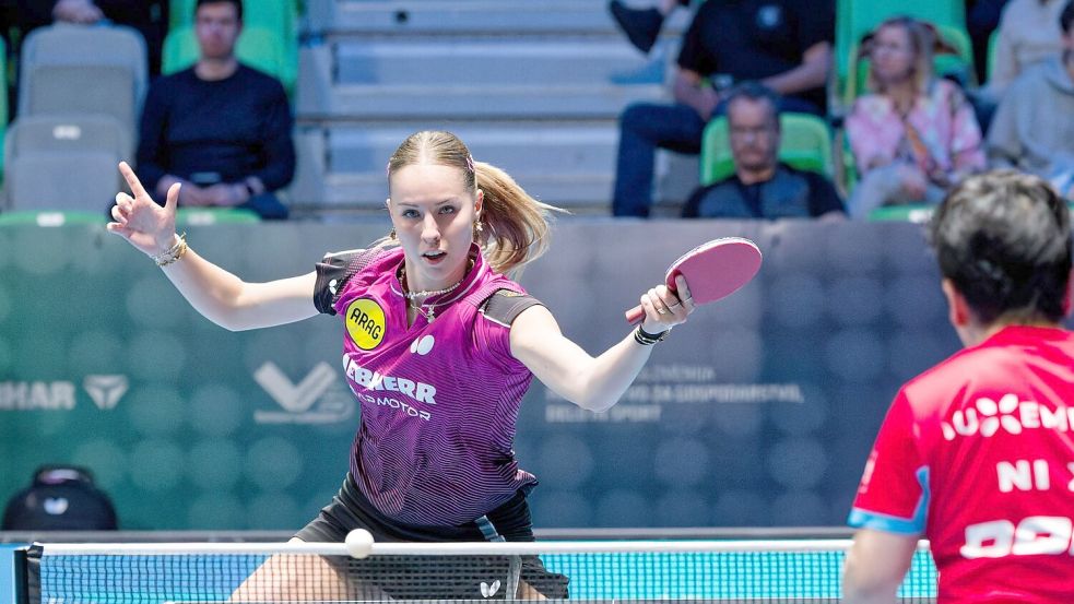 Im EM-Endspiel: Die deutsche Tischtennis-Meisterin Annett Kaufmann. Foto: Manfred Schillings/dpa