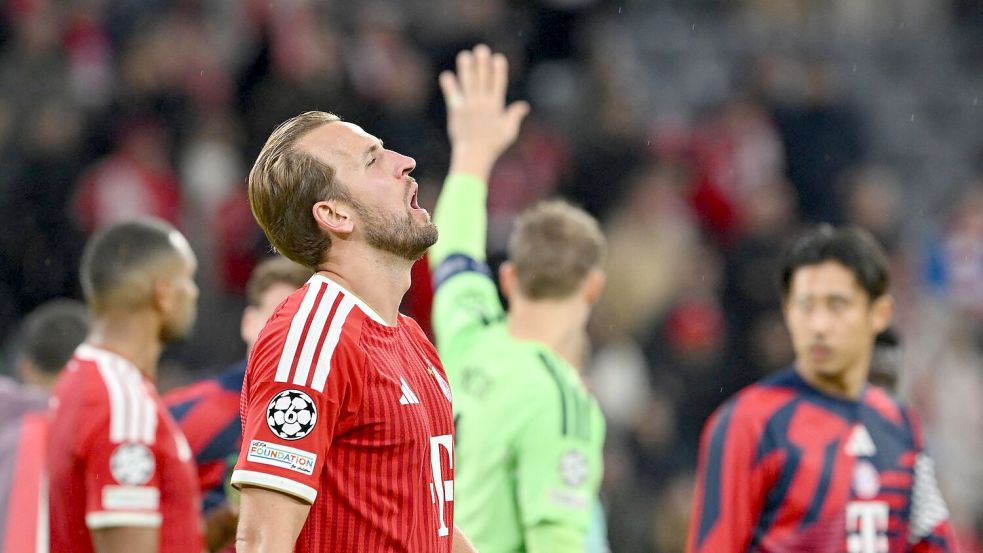 Die Bayern um Torjäger Harry Kane spielen in der Champions League erneut nur unentschieden. Foto: Peter Kneffel/dpa