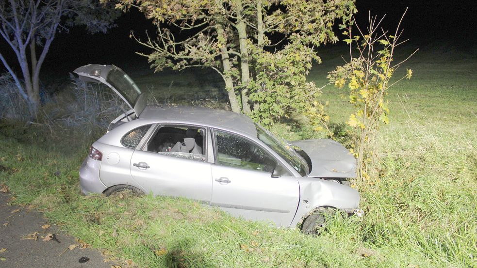 In Weener ist am Mittwochabend ein Auto von der Bundesstraße abgekommen. Foto: Feuerwehr/Joachim Rand