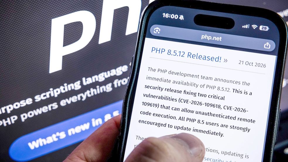 Fehler in der Programmsprache PHP gefährden viele Websites.  Foto: Rob Engelaar/ANP/dpa
