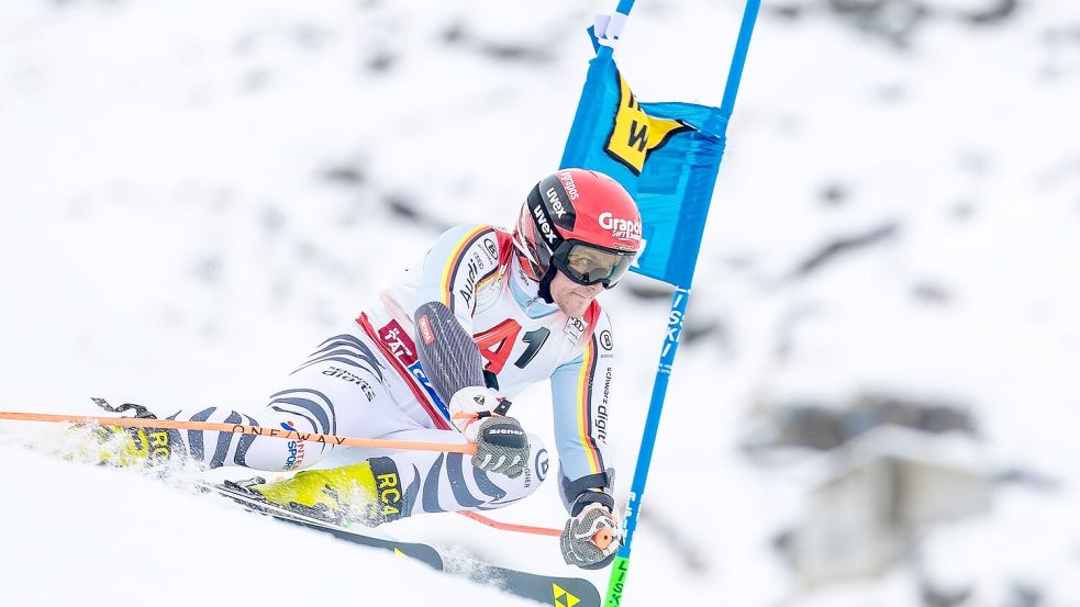 Bester Deutscher im Riesenslalom der Männer: Fabian Gratz. Foto: Expa/ Johann Groder/APA/dpa